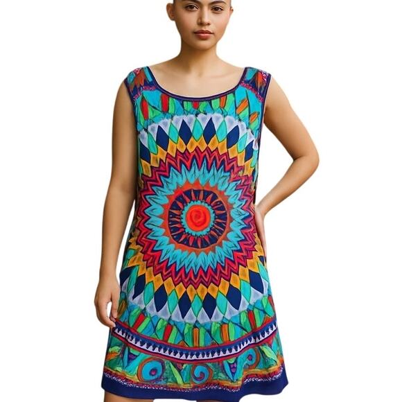 Nicole Medium Women's Sleeveless Multicolor  Maxi BOHO Sun Dress Miss Size 8 10 - Picture 1 of 6